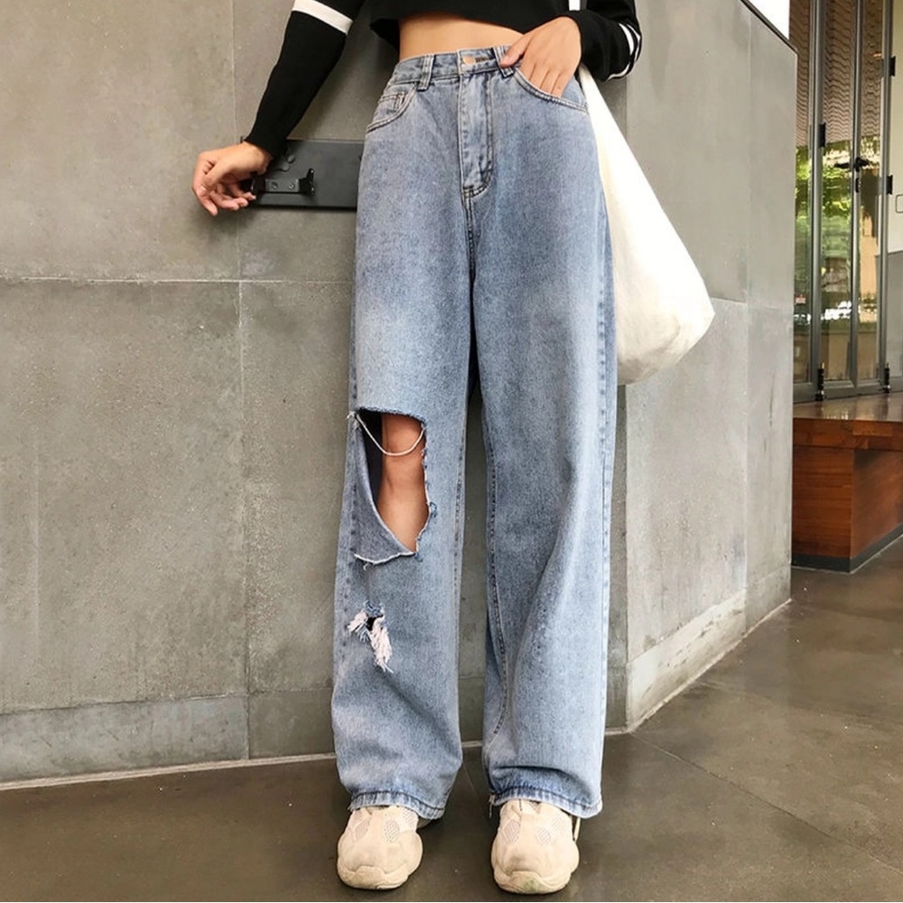 Blue ripped jeans
